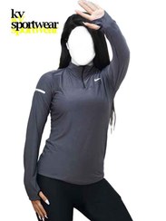 تصویر تیشرت نیم زیپ فینگردار ورزشی زنانه NIKE کد 015 NIKE womens sports finger zipper T shirt code 015