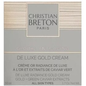 تصویر کرم صورت ذرات طلا 24 عیارو عصاره خاویار کریستین برتون 50 میل De Luxe Gold Cream