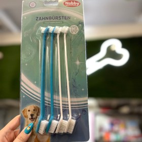 تصویر مسواک برند نوبی ۲ طرفه مناسب سگ و گربه ۴ عددی 