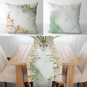 تصویر ست کوسن و رانر کد S140 گلدار_آبرنگی