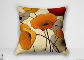 تصویر کوسن گل ، شرلی نواک خشخاش کدو تنبل (HD 1452) - 40 در 40 سانتیمتر Flower design cushion shirley novak pumpkin poppies iii1 iii1