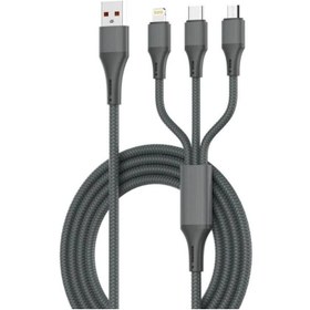 تصویر کابل تبدیل USB به لایتنینگ/USB-C/microusb الدینیو مدل LC97U با طول 1.2 متر 