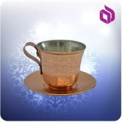 تصویر ست فنجان و نعلبکی مسی طرح ليزری 6 سانت 