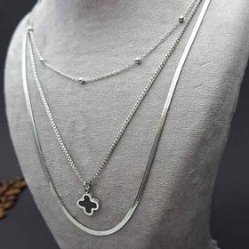 تصویر گردنبند دخترانه زنانه 3 لاین ونکلیف کد 160-1700 Van cleef 3 line necklace for women