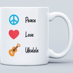 تصویر ماگ یوکللی طرح Peace, Love, Ukulele 