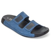 تصویر دمپایی مردانه چرمی شیما مدل فورد آبی نفتی 41 