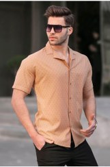 تصویر پیراهن مردانه آستین کوتاه 100% نخی Camel Slim Fit 5585 مردانه موی شتری ال سی وایکیکی 