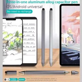 تصویر قلم لمسی عمومی سه سر کوتتسی Coteetci three-in-one universal capacitive pen 62001-GY 