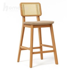 تصویر صندلی کانتر و اپنی چوبی پشت حصیر مدل لارا 