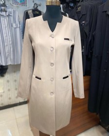 تصویر مانتو شلوار اداری مدل یقه خشتی رنگ بنفش سایز ۴۰ 