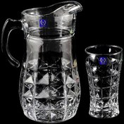 تصویر پارچ و لیوان بلور ۷ پارچه آکومارین Crystal pitcher and glass