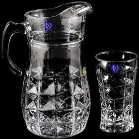 تصویر پارچ و لیوان بلور ۷ پارچه آکومارین Crystal pitcher and glass