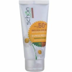 تصویر کرم ضد آفتاب رنگی فاقد چربی با رنگ بژ +SPF50 شون 50 میل مناسب پوست های چرب Schon Oil Free SunScreen Cream SPF50+ 50ml-beige