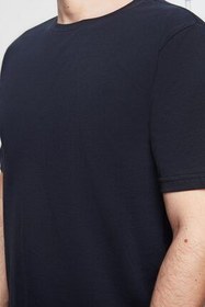 تصویر ست پیژامه آبی مردانه دریایی 100 ٪ آستین کوتاه پنبه 2 مجموعه TWN 