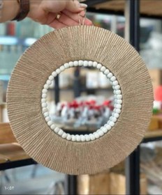 تصویر آینه کنفی با مهره Hemp mirror with beads