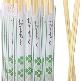 تصویر چاپستیک چوب غذاخوری بامبو ژاپنی 1 جفت تکی کاوردار 