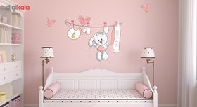 تصویر استیکر دیواری ژیوار طرح Cute Pink Bunny 