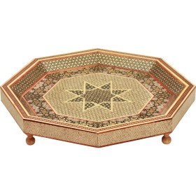 تصویر سینی چوبی هشت گوش خاتم 