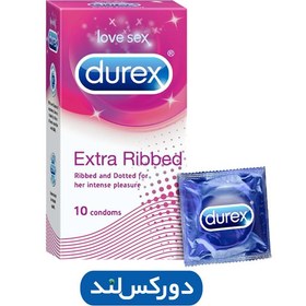 تصویر کاندوم نازک دورکس اصل مدل extra ribbed بسته 10 عددی 