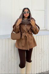 تصویر ترنچ کت زنانه مادام فوتر رنگ سفید و مشکی و شکلاتی 