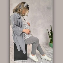 تصویر ست بارداری روبدوشامبر، تاپ و هدبند 