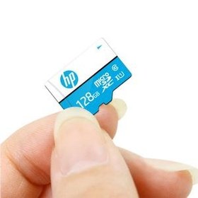 تصویر کارت حافظه microSD اچ پی مدل mi310 کلاس 10 استاندارد UHS-I U3 سرعت 100MBps ظرفیت 128 گیگابایت به همراه آداپتور SD 