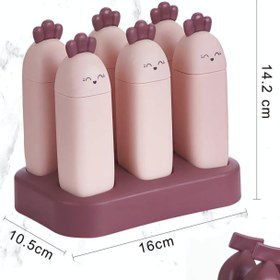 تصویر قالب یخ ۶ تایی صورتی 