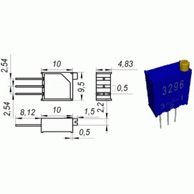 تصویر مولتی ترن ایستاده ۲۰۰اهم بورنز 3296W 200 ohm BOURNS