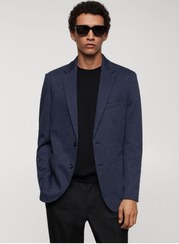 تصویر ژاکت مردانه آبی سرمه ای منگو | 67090623 MANGO Man 