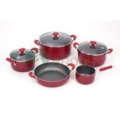 تصویر سرویس قابلمه ۸ پارچه عروس مدل مرجان – گرانیتی، رنگ قرمز لوکس 