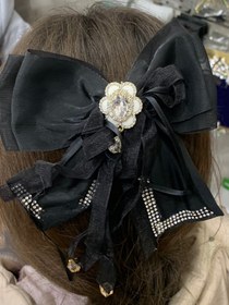 تصویر گیره پاپیون ساتن مدل نگین بزرگ وارداتی 