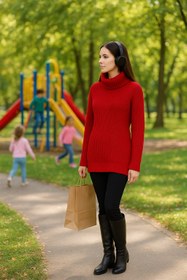 تصویر بافت یقه شل زنانه رنگبندی عالی - زرد 