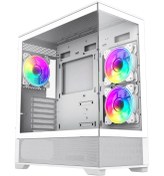 تصویر کیس کامپیوتر گیم مکس Vista RGB Mid Tower سفید Game Max Vista RGB Mid Tower White Computer Case