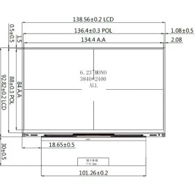 تصویر LCD 6.23 اینچ 4K مونوکروم 