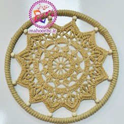 تصویر دیوارکوب حصیری ماندالا بافی (مدل خورشیدی برجسته) سایز 20 