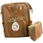 تصویر ساک لوازم کودک و نوزاد ببتو مدل راه راه به همراه کیف کوچک - قهوه‌ای شتری 