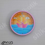 تصویر ساعت دیواری مارال مدل فانتزی طرح قایق صورتی بزرگ 