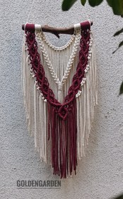 تصویر دیوارکوب مکرومه مدل گیسو - زرد Gisoo Wallhanging macrame