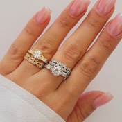 تصویر ست حلقه و پشت حلقه جواهری مدل گیسو 