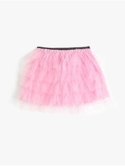 تصویر دامن صورتی زنانه توتو الاستیک دور کمر با آستر Koton 