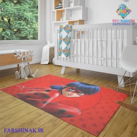 تصویر فرشینه اتاق کودک طرح دختر کفشدوزکی2 Nursery Rug ladybug