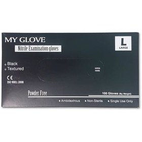 تصویر دستکش یکبار مصرف نیتریل مشکی مای گلاو 100 عددی My Glove Black Nitrile Glove