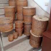 تصویر سبد حصیری دست باف طبیعی و 
