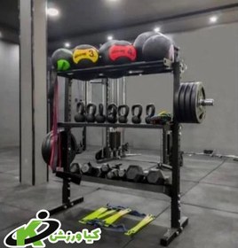 تصویر رک تجهیزات و اکسسوری ورزشی 3طبقه مدل KV098 KV098 3-story sports equipment and accessory rack