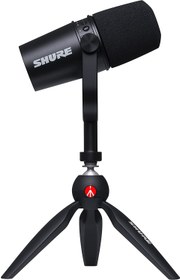 تصویر میکروفون مناسب پادکست و استریم Shure مدل MV7. دارای خروجی هدفون، USB و XLR - سیاه رنگ Shure MV7 USB Microphone for Podcasting, Recording, Live Streaming & Gaming, Built-in Headphone Output, All Metal USB/XLR Dynamic Mic, Voice-Isolating Technology, TeamSpeak & Zoom Certified – Black