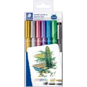 تصویر ماژیک متالیک 6 رنگ استدلر Staedtler Metallic Marker به همراه راپید 