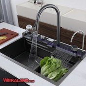 تصویر سینک ظرفشویی ابشاری پیانویی هوادیوا آبشاری 5 کلید گرید A با کیفیت Piano sink with 5 keys Huadiao Steel 304