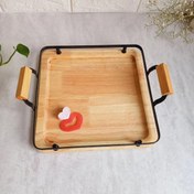 تصویر سینی فلزی کف چوب مربع عروس نوین مدل ونوس 