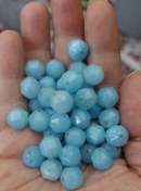 تصویر مهره سنگ‌جید آبی طرح آکوامارین 10 میل تراش ۲۰۲۱سوراخ دار اصل طبیعی 