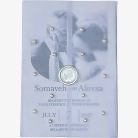 تصویر کارت عروسی عکس دار با پاکت کالکی و مروارید و مهر ۵۱۹ 